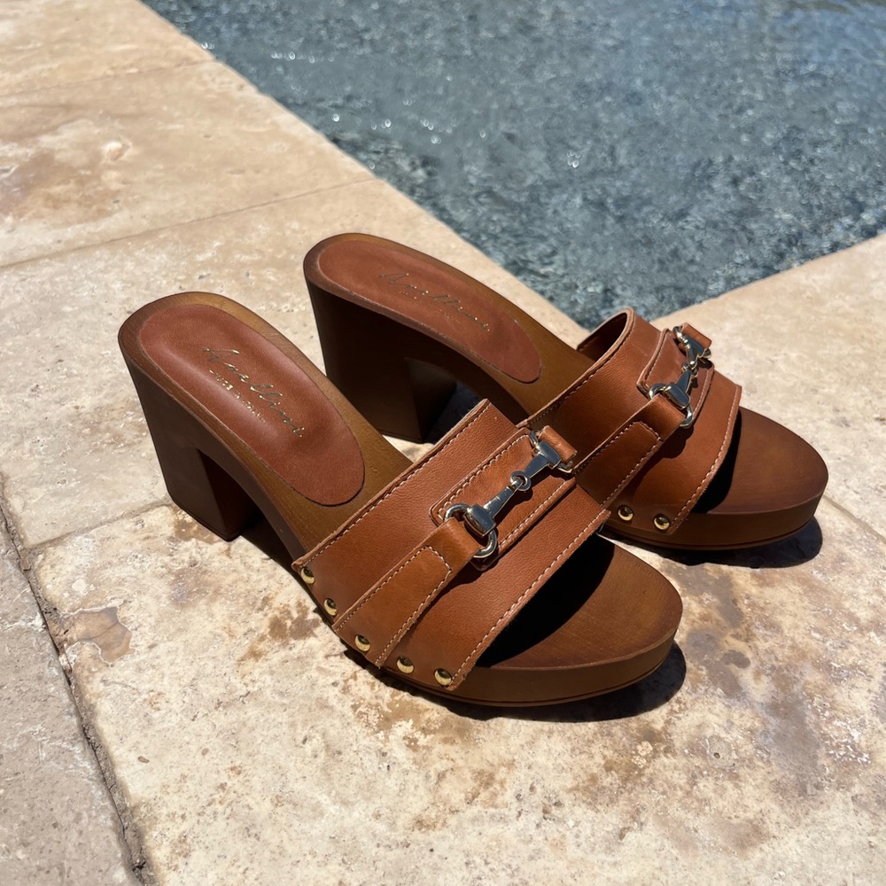 Brown Leather Women's Heeled Sandals